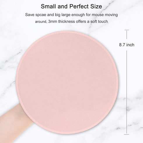 Hsurbtra Premium-Textured Small Round Mouse Pad, 8.7 x 8.7 Inch Pink, Anti-Slip Waterproof Rubber for Office