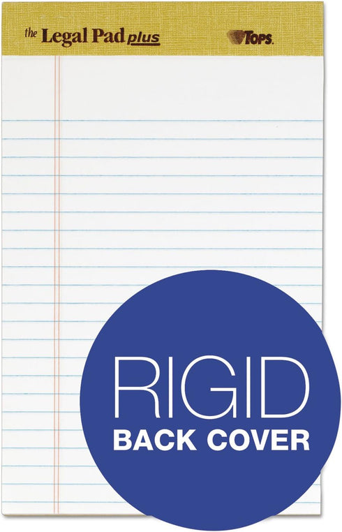 TOPS The Legal Pad Plus Writing Pads, 5" x 8", Jr. Legal Rule, 50 Sheets, 12 Pack