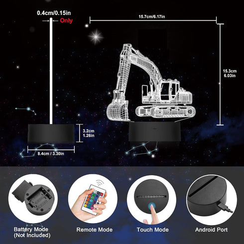 Ammonite 3D Excavator Lamp for Kids, LED Optical Illusion Night Light with Remote Control and Timing Function as