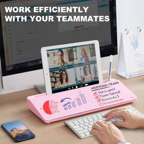TSJ OFFICE Desktop Whiteboard Dry-Erase Board, Computer Keyboard Stand with Drawer, Desk Organizers for Office