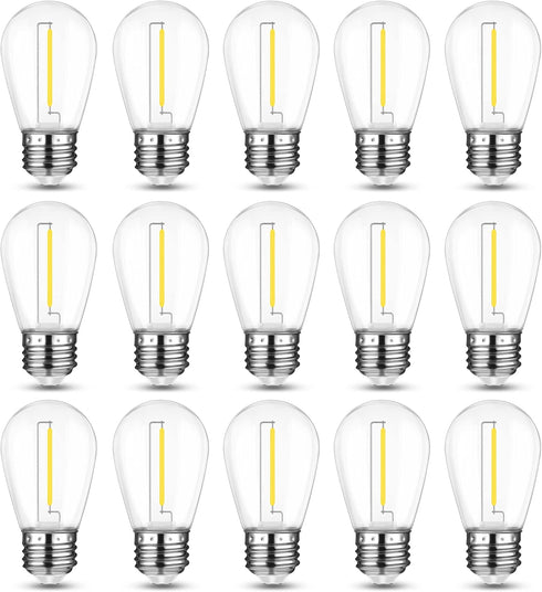 Mlambert LED String Light Bulbs, Shatterproof Outdoor S14 Replacement Light Bulbs, 4000K, Waterproof, 1W LED Edison
