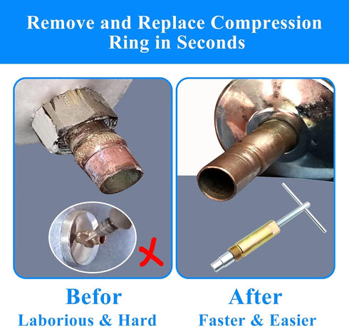 Compression Sleeve Puller Tool, Remove Nut & Ferrule of Pipe 03943- Sleeve Remover for 1/2-Inch Compression Fittings