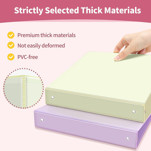 SUNEE 3 Ring Binder 1 Inch - 6 Pack Clear View PVC-Free Binder for School or Office Supplies, Pastel