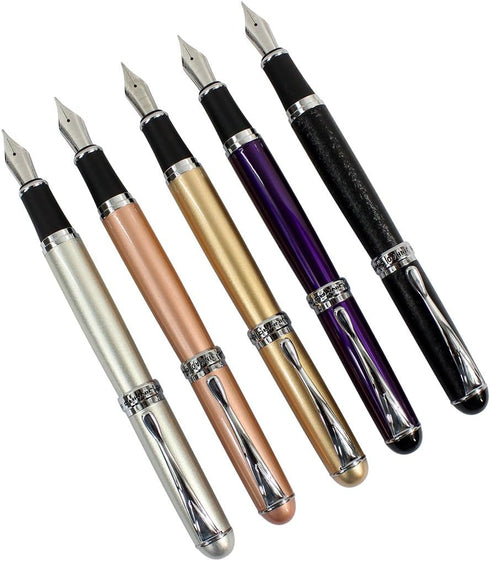 Jinhao X750 Fountain Pen Set, Medium Nib, 5 pcs Business Executive Pen