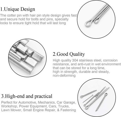DYWISHKEY 360PCS 304 Stainless Steel Cotter Pin Assortment Kit
