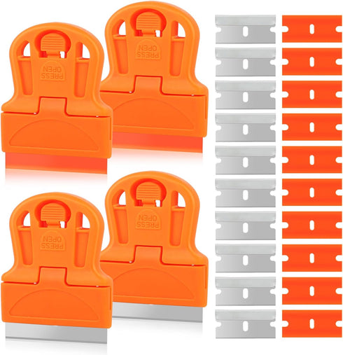 WEGAZ -4 Pcs Mini Plastic Razor Blade Scraper Tool-Suitable for Cleaning Windows and