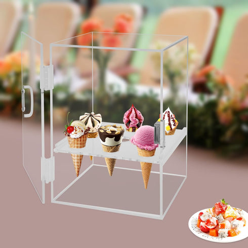 Mlonausz 9 Ice Cream Cone Display/Storage Case Cabinet Acrylic Waffle Cone Holder Holes
