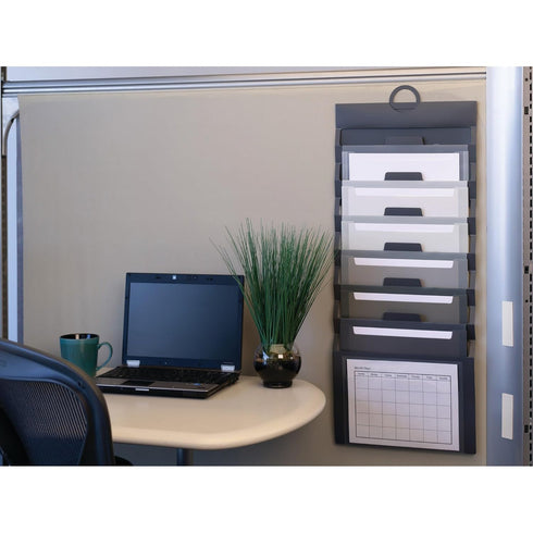 Smead Cascading Wall Organizer, 6 Pockets, Letter Size, Gray/Neutral Pockets (92061)