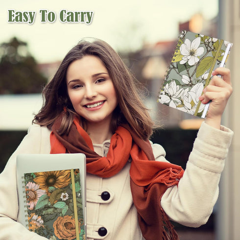 Spiral Notebook, 4 Pack A5 Lined Journal - 160 Pages, Hardcover Spiral Journal with 2 Pockets, Cute Office Supplies