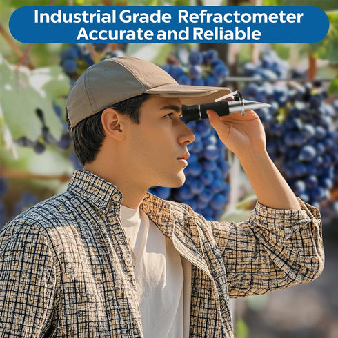 Brix Refractometer with Dual Scale - Specific Gravity & Brix, High Precision Handheld Refractometer Hydrometer with ATC