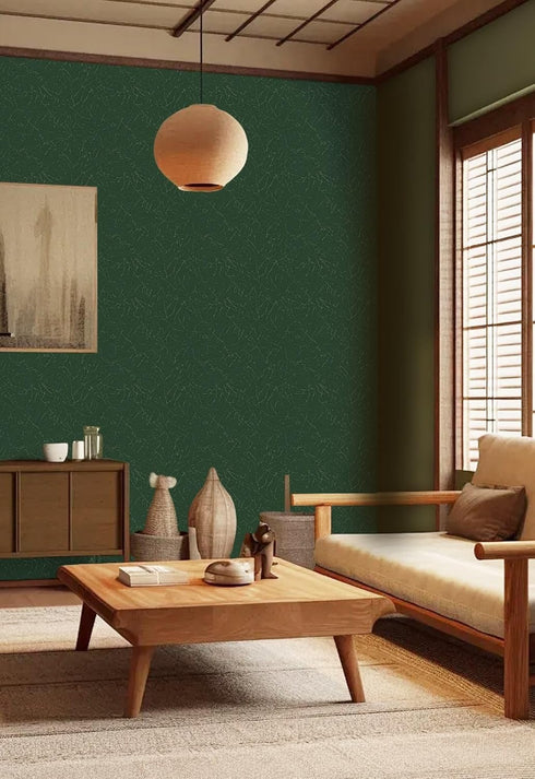 Abyssaly Dark Green Peel and Sticky Wallpaper, 15.7" X 118", Self Adhesive Vintage Embossed Silk Texture for Home