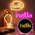 Neon Light, LED Hello Neon Word Sign, Decorative Lights for Kids Room, USB Battery Powered, Warm White