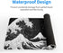 Black and White Japanese Wave Dragon Gaming Mouse Pad - Abstract Non-Slip Rubber Base, 31.5x11.8 Inch, Stitched Edges