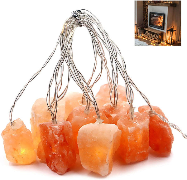 Himalayan Salt String Light with Rock,USB Fairy Lights Night Pink Salt Lamp