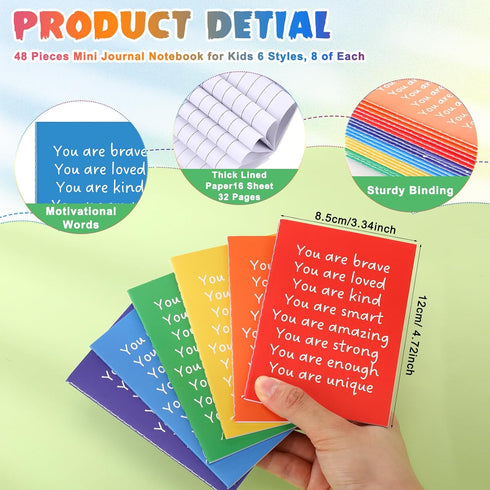 Spakon 48 Sets Rainbow Gifts for Students, Mini Pocket Notepads, Colorful Pencils, Cute Erasers with Organza Bags