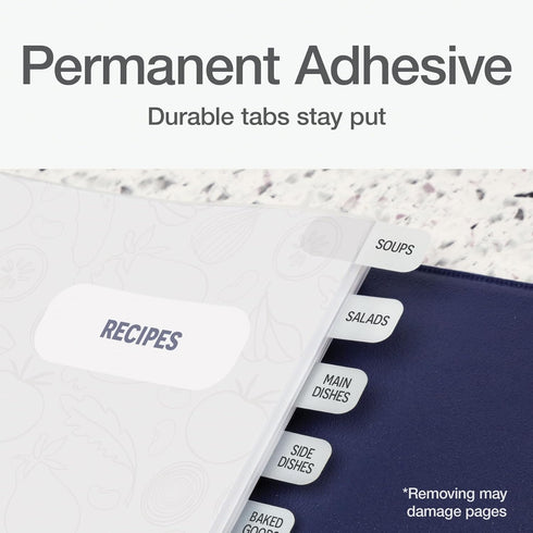 Redi-Tag Laser Index Tabs, White, 180 Tabs, 7/16" x 1", Permanent Adhesive, Customizable Divider Labels