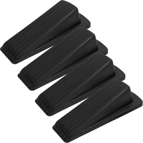 S&T INC. Heavy Duty Rubber Door Stopper - Black, 4.8 in. x 2.2 in. x 1.3 in, 4 Pack