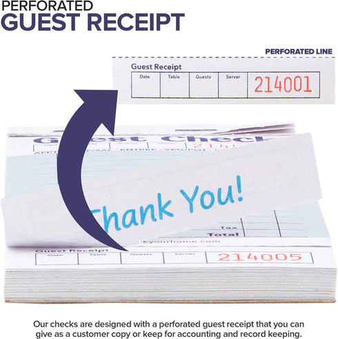 (20 Pack) 1000 Stock Your Home Blue Guest Check Books for Servers Server Note Pads, Waiter Checkbook, Food Receipt