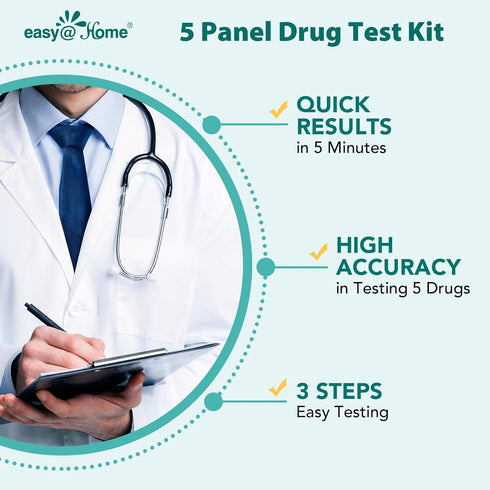 Easy@Home Urine Test Kit: Instant Result Home Use Quick Screen 5 Panel Kit (12 Pack)