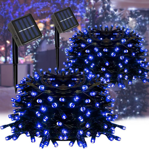 Taoushuleng 2 Pack Solar String Blue Lights Outdoor, Total 200 LED Each 40Ft