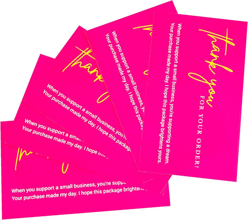RXBC2011 Pack 100 Elegant pink Thank You Cards with Gold Accent of Hotpink