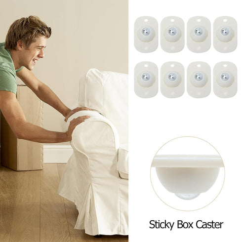 8pcs NUOBESTY Self-Adhesive Sticky Casters Universal Swivel Storage Box Wheels with Steel Ball Bearings for Rolling