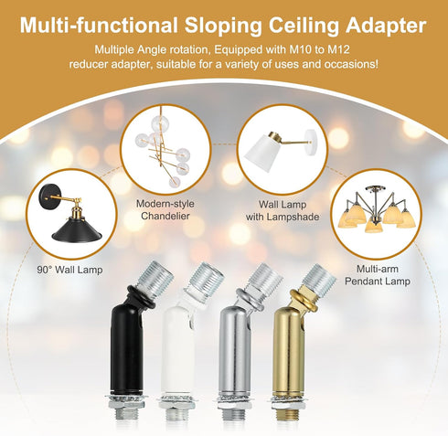 180/350 60x14mm M10 Pack 2) MECCANIXITY Sloped Ceiling Adapter, Degree Fine Thread Sloped Ceiling Light Fixture Adapter