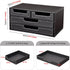 KINGFOM PU Leather Desk Organizer with 4 Drawers, Small Desktop Organizer for Office Supplies