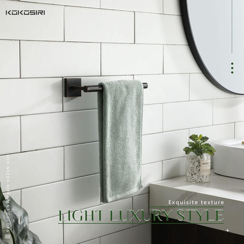KOKOSIRI Bathroom Towel Bar Hand Towel Holders, Wall Mount Stainless Steel Paper Holder for Kitchen Cabinet, Oil Rubbed