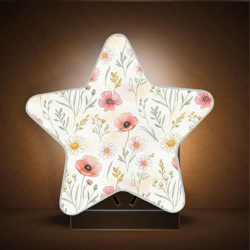 Burbuja 0.2W Wildflowers LED Night Light Plug into Wall Star-Shaped Nightlight Dusk to Dawn Auto Sensor for Bedroom