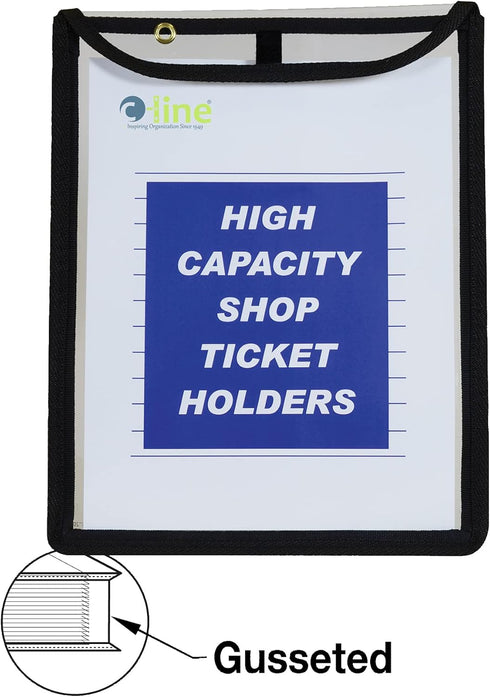 C-Line Gusseted 9 12 1, 15 (39912) High Capacity Stitched Shop Ticket Holders, with Flap Closure, Both Sides Clear, x x