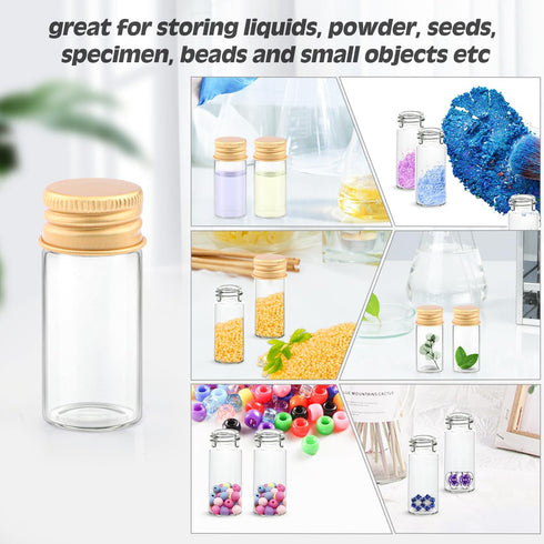 Wresty 10ml Mini Glass Jars, 30 Pcs Glass Vials with Aluminum Screw Caps, Empty Bottles for DIY Art Craft