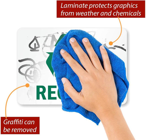 SmartSign Recycle Label with Symbol, 7 x 10 inch, Green and White, 3 mil Laminated Adhesive Polyester