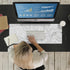 Large Ovenbird Gaming Mouse Pad, Minimalist Topographic Map Desk Mat, Extended XL with Anti-Slip Base, 31.5 x 11.8 in,