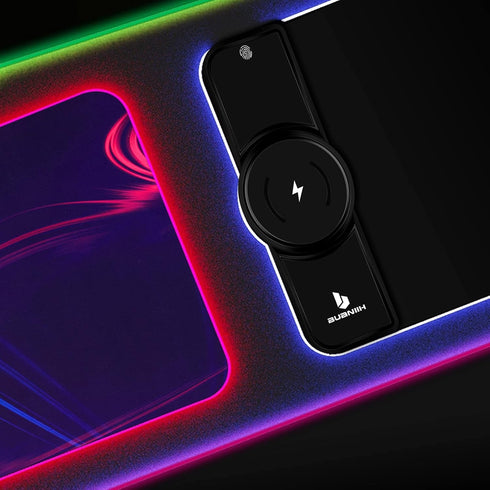Wireless Mouse Pad Charging, Large Mouse Pad with 10 Lighting Modes for PC Keyboard Gaming Home & Office
