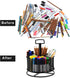 Marbrasse Mesh Desk Organizer, 360-Degree Rotating Multi-Functional Pen Holder, 4 Compartments for Home Office Storage
