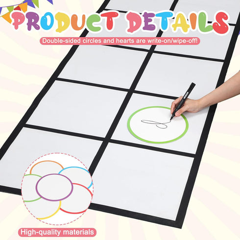 Drydiet Set 1 12 2 Elkonin Box Floor Mat Activity Include Mat Circles Hearts Science of Reading Classroom Materials