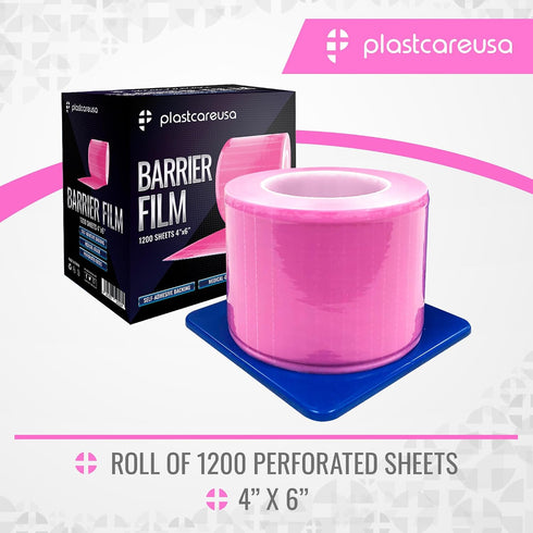 4"x6" (1 1200 Pink Barrier Film Roll - Protective Dental Barrier Film for Dental, Medical, Tattoo - Perforated Adhesive