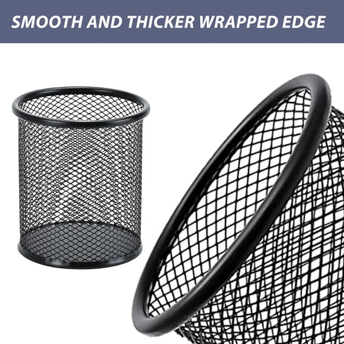 Pen Holder Desktop Pencil Organizer, Metal Mesh Pen Cup, Paper Clip Holder, 3 Pieces Set for Desk