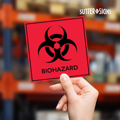Biohazard Stickers Signs by Sutter Signs (Pack of 10) | Decals for Labs, Hospitals, and Industrial Use