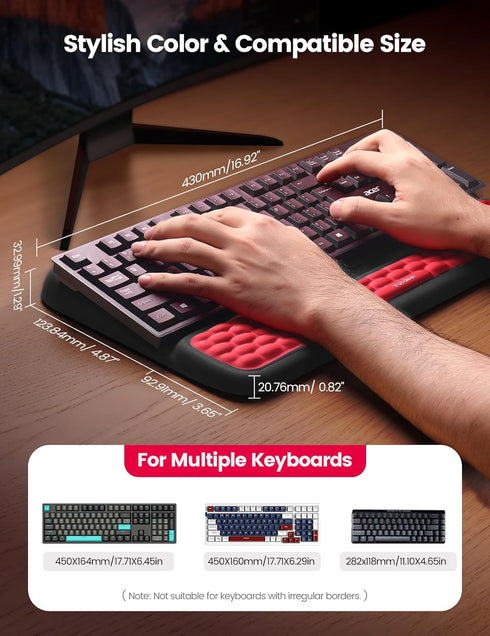 Vaydeer Keyboard Stand with Wrist Rest, Gaming Wrist Support Pad, Ergonomic Hand Rest Arm Memory Foam for Palm Typing