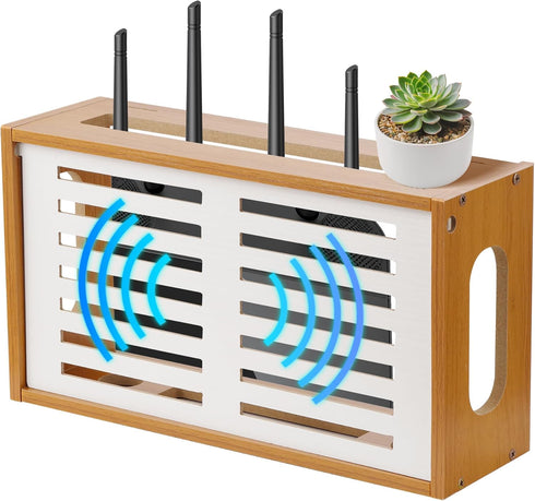 OVECIOPO Router Shelf Wall Mount, WiFi Router Box Hider & Modem Storage Box
