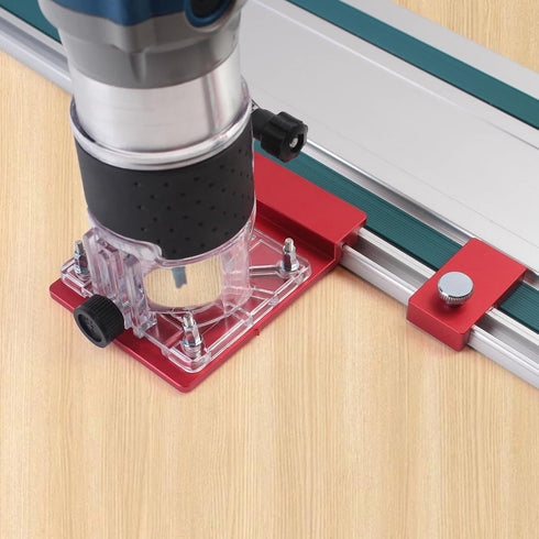 KETIPED MGJ-106R Aluminum Router Guide Rail Adapte with Rail Stop for Fixed Base Trim Routers, Compatible