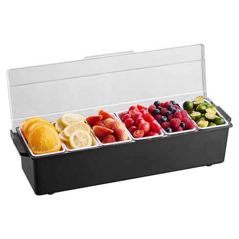 6 VEVOR Chilled Condiment Server, Compartment Ice Cooled Condiment Serving Container, Chilled Garnish Tray Bar Caddy
