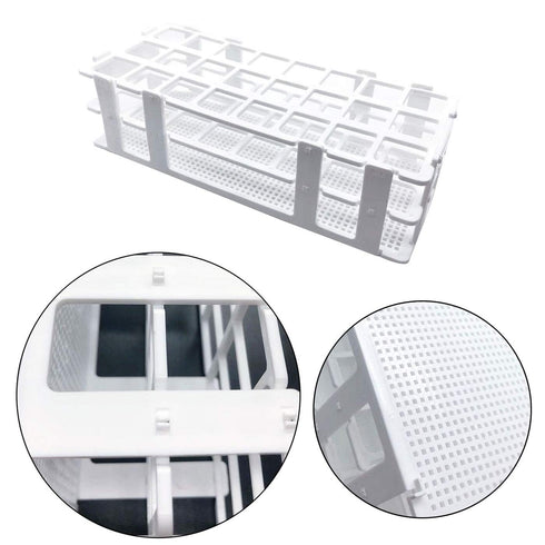 Plastic Test Tube Rack - 2 Pack 24 Holes Holder for 25mm and Below Test Tubes, Detachable, White