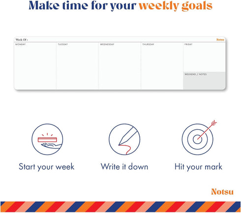 Notsu Weekly Keyboard Planner Notepad | Minimalist Undated Mini Desk Calendar Pad | Premium Thick Paper 120 gsm