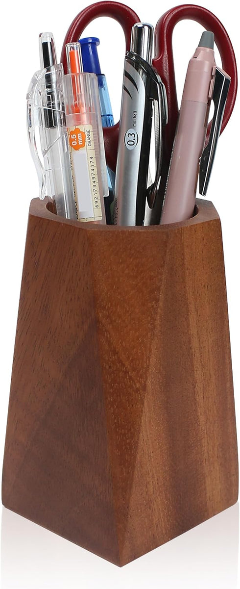 Marsrut Walnut Pencil Holder, Wooden Pen Holder Cup for Desk, Natural Wood