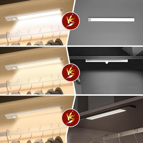CPFLITA 4Pack 3 Counter Kitchen,Dimmable Closet 76 Under Cabinet Lighting, Motion Sensor Light Indoor with Color Temps