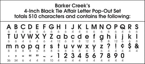 BARKER CREEK 4" Letter Pop-Outs 2 Pack, Black Tie Affair, Colorful Letters for Bulletin Boards, 510 Upper Lowercase