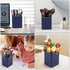 Metal Pen Holder for Desk, Square Aluminum Desktop Organizer, Makeup Brush Holder, Non-slip Silicone, 4×3.15inch, Blue